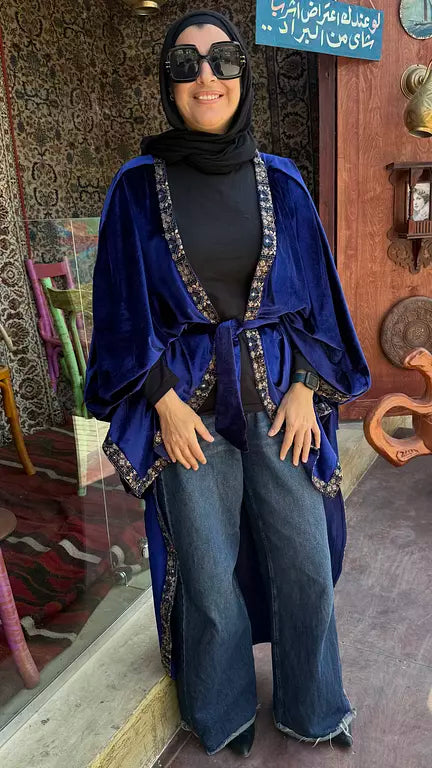 Royal blue high low kaftan