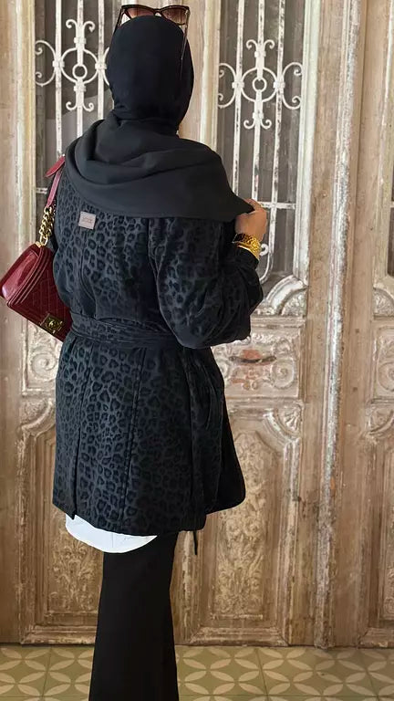 Cheetah leather jacket in black