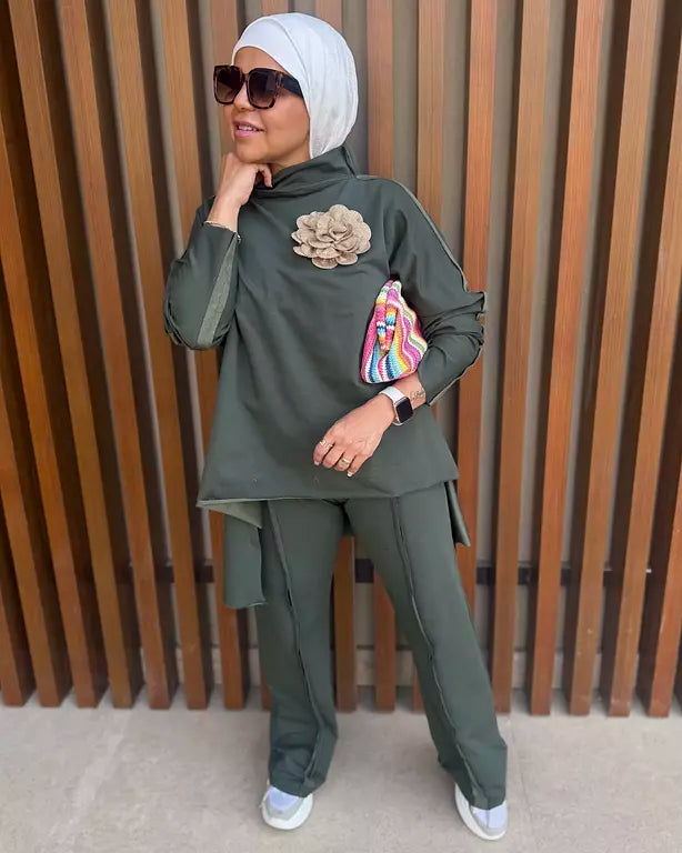 Olive premium melton cotton high low top