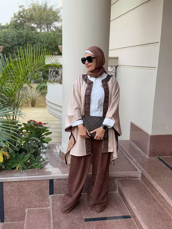 Beige suede poncho