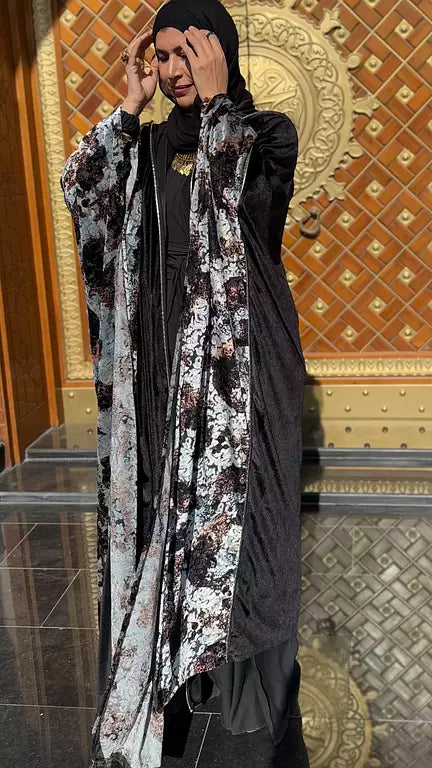 Black velvet ❌ silver flower kaftan