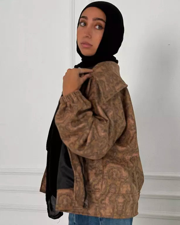 Beige snake leather jacket