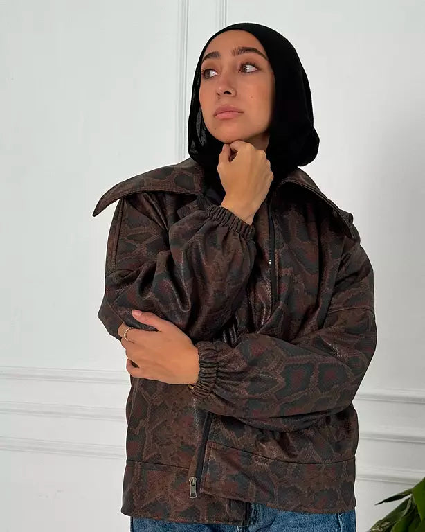 Brown snake leather jacket
