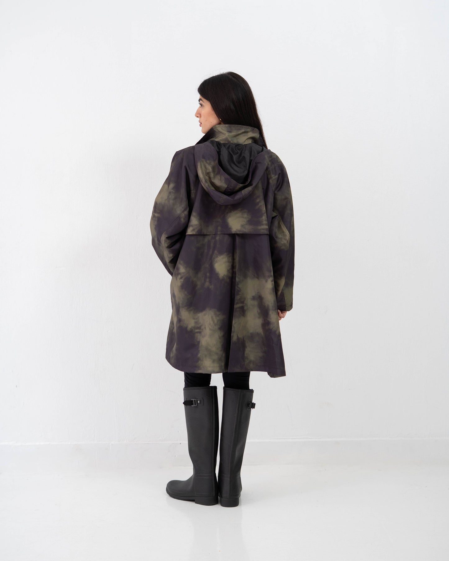 Tie-Die long Coat In olive