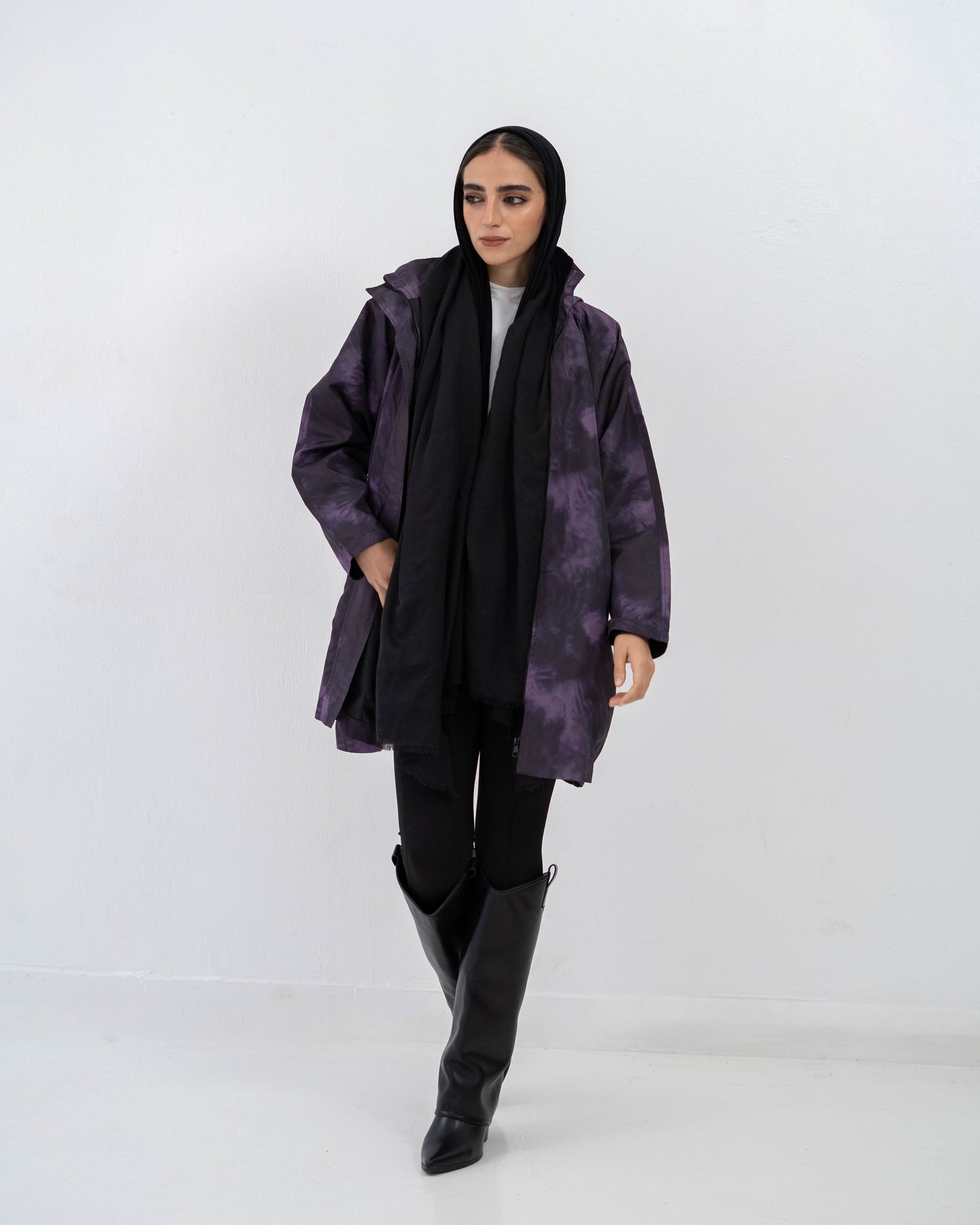 Tie-Die long Coat In Purple