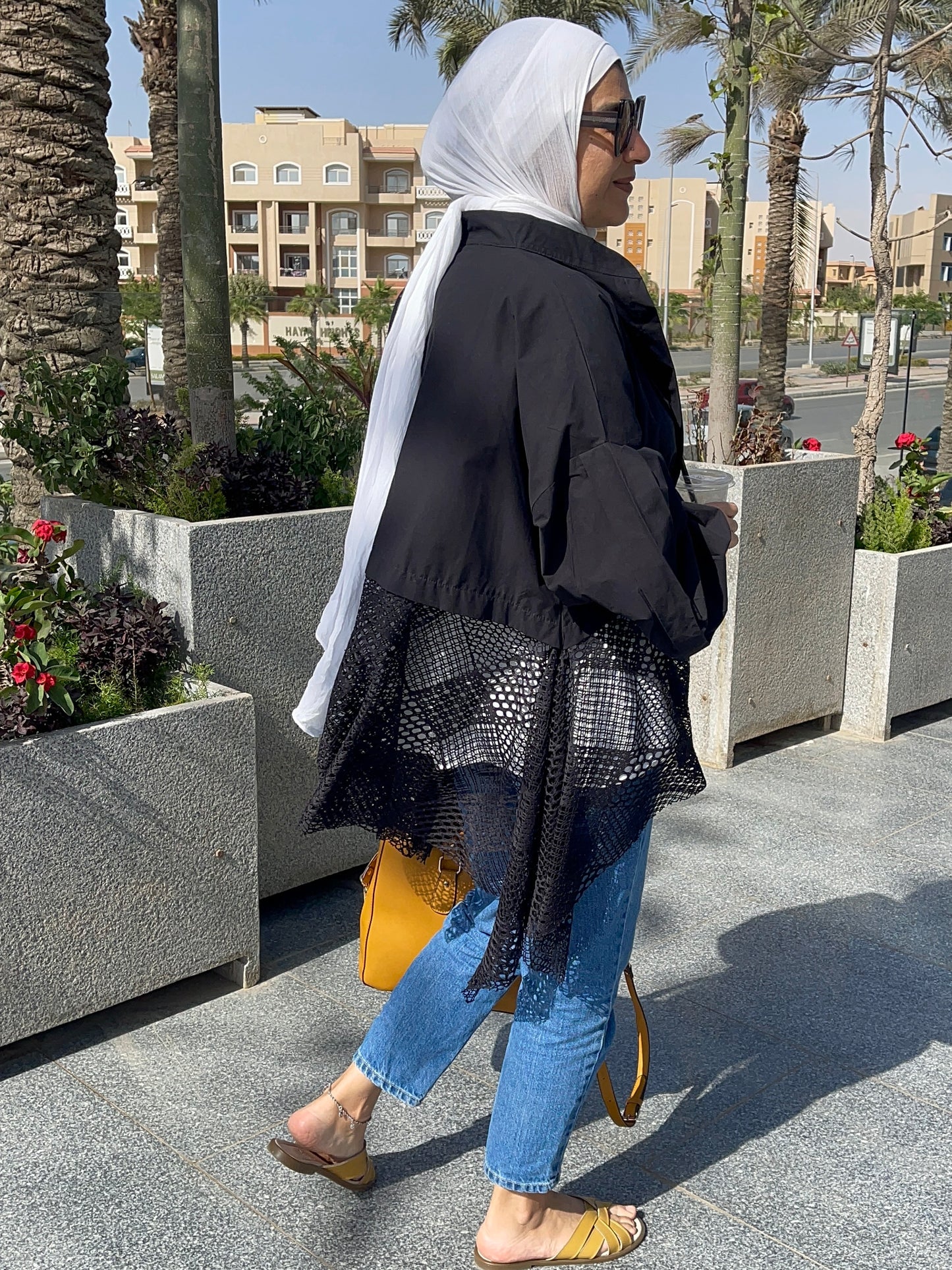 Half half cardigan in black