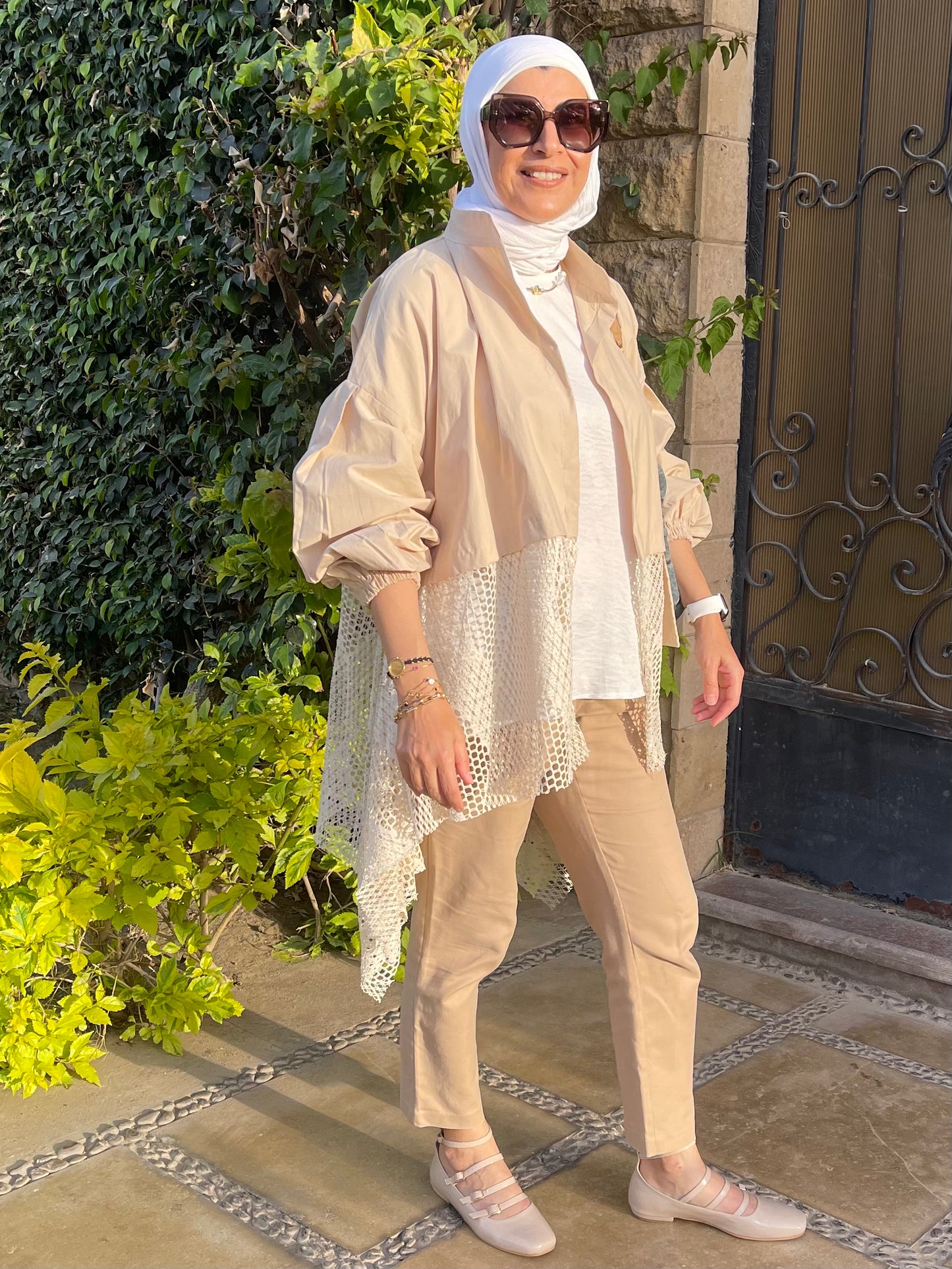 Half half cardigan in beige