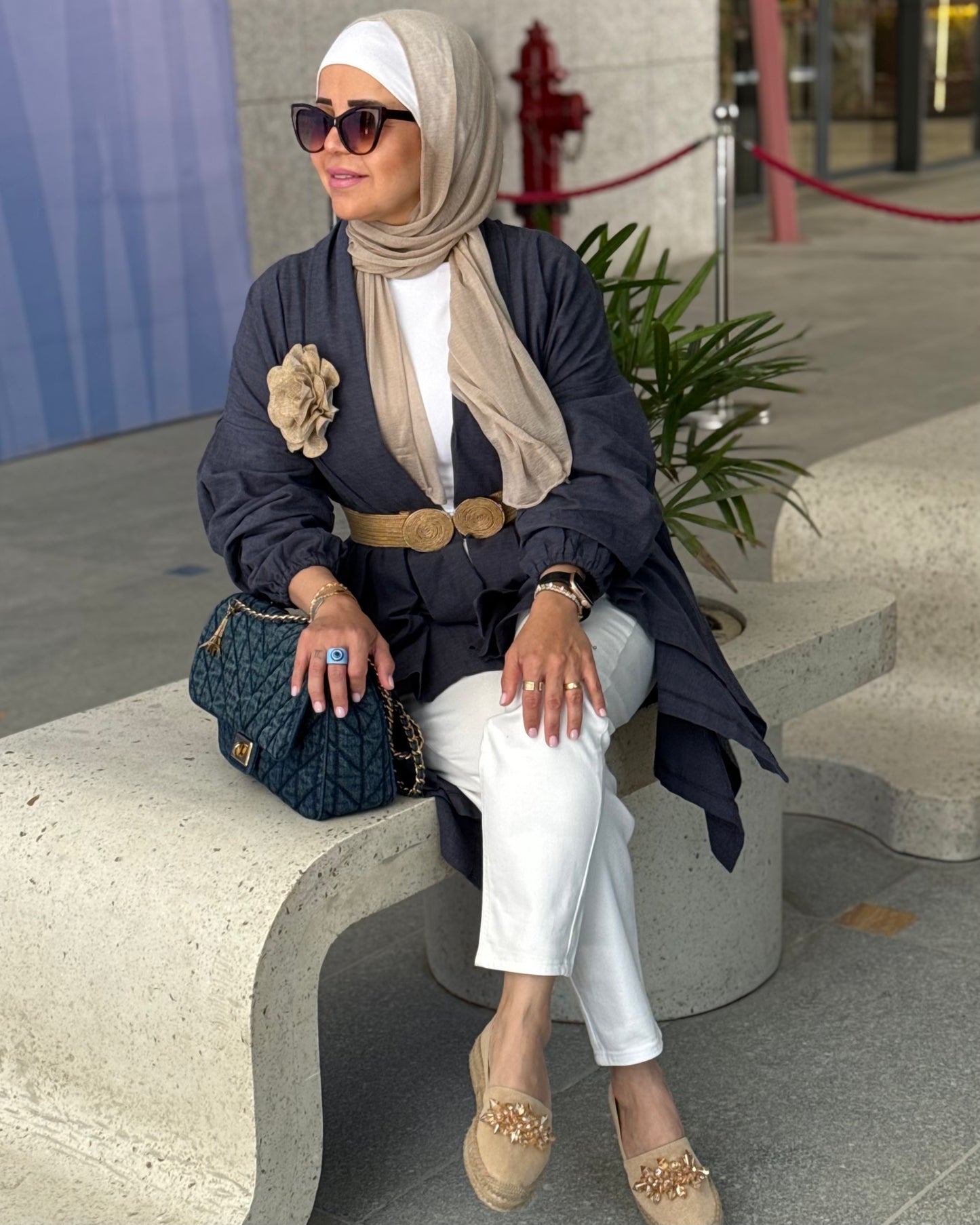 Blue linen soft bloom cardigan