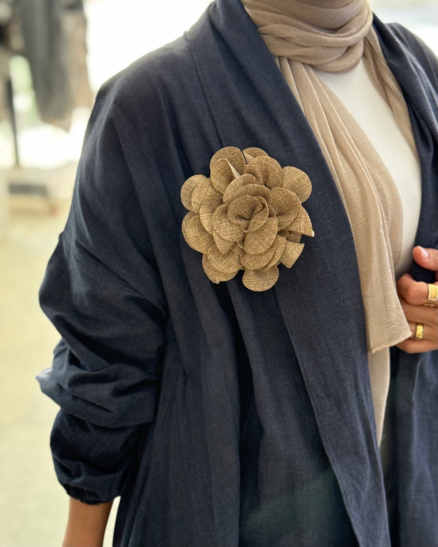 Blue linen soft bloom cardigan