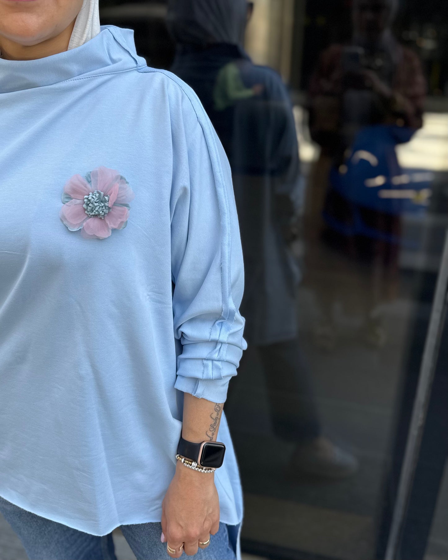 Baby blue Premium cotton high low top