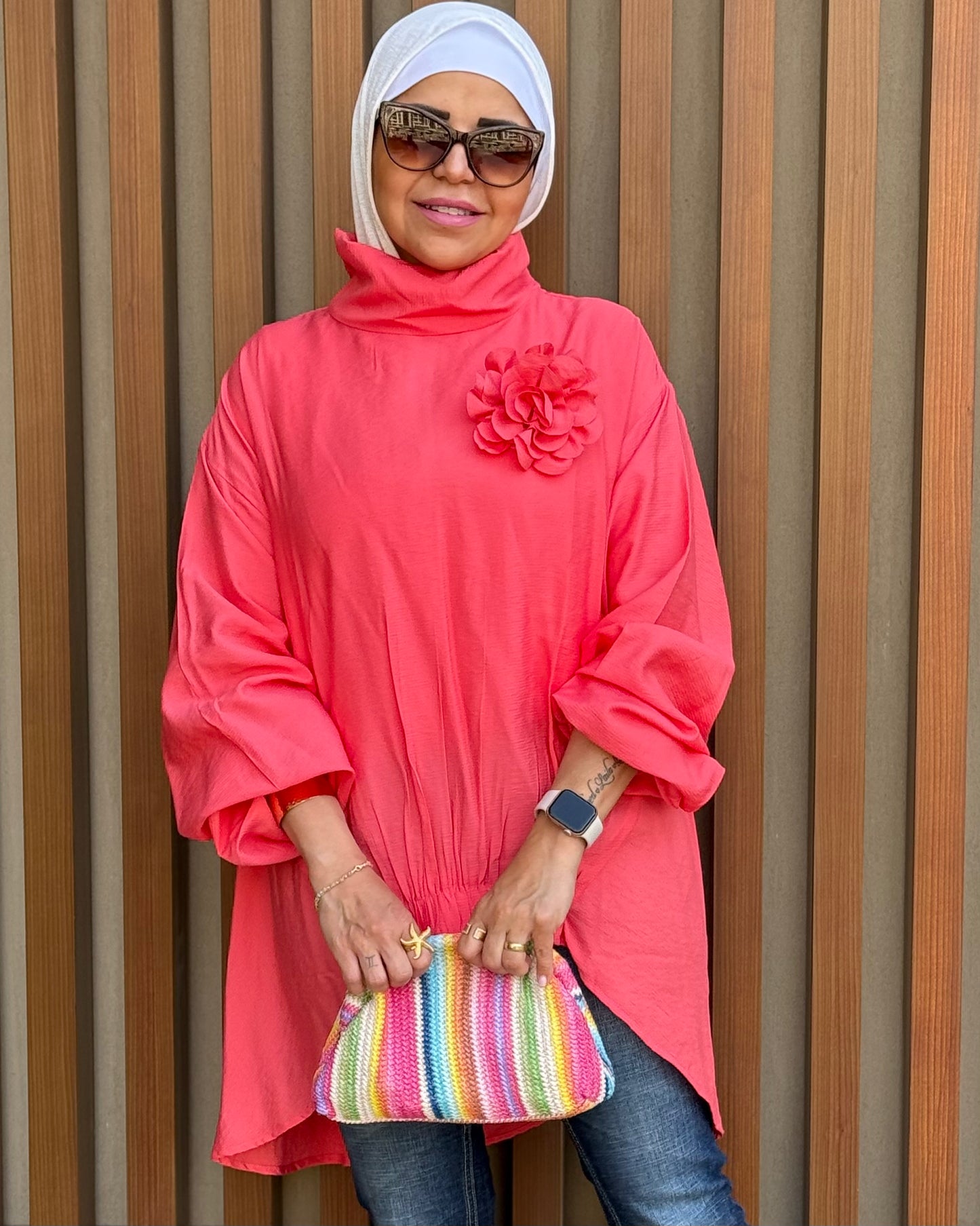 turtle neck top in Watermelon