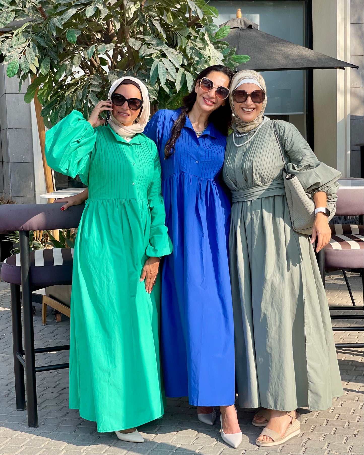 Serene poplin dress in green