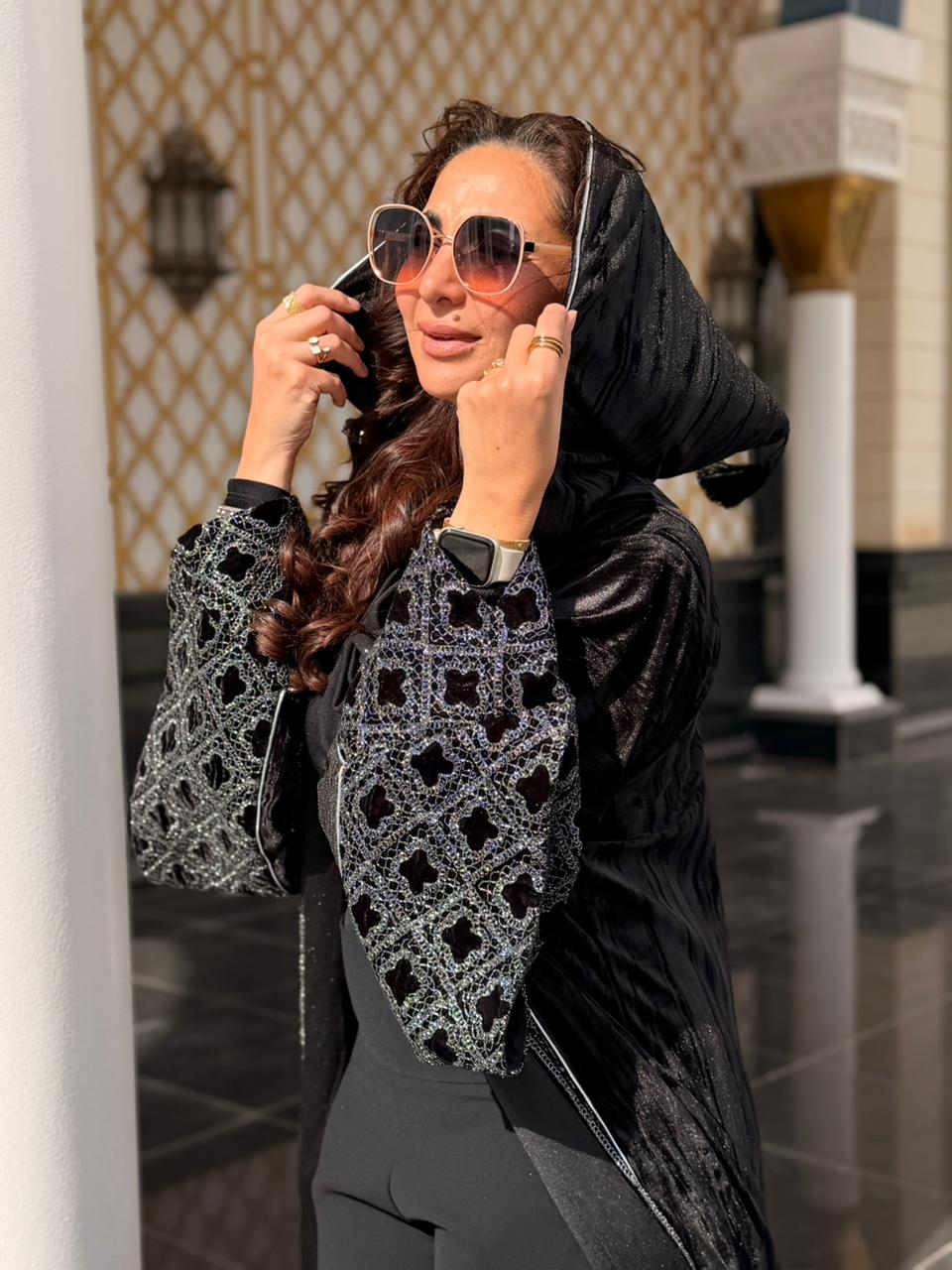 Moroccan Crushed Black Velvet Kaftan