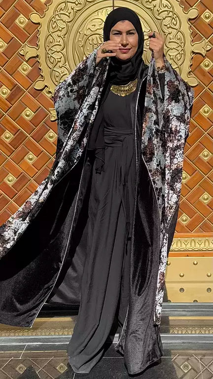 Black velvet ❌ silver flower kaftan
