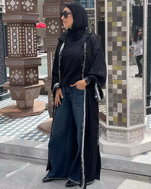 striped satin kaftan