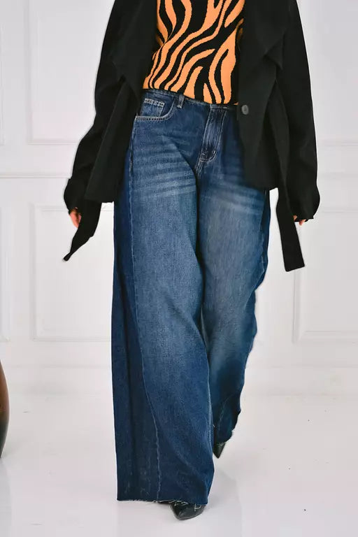 denim wide leg pants