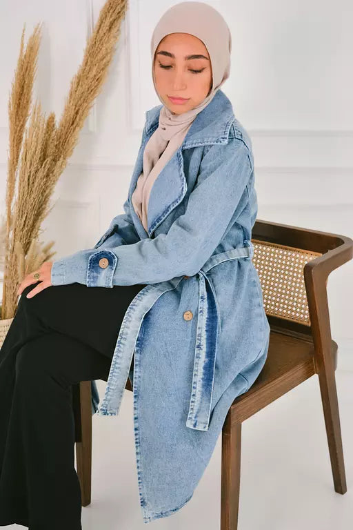Denim trench coat