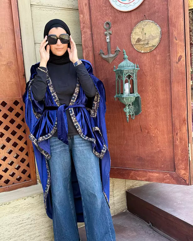 Royal blue high low kaftan