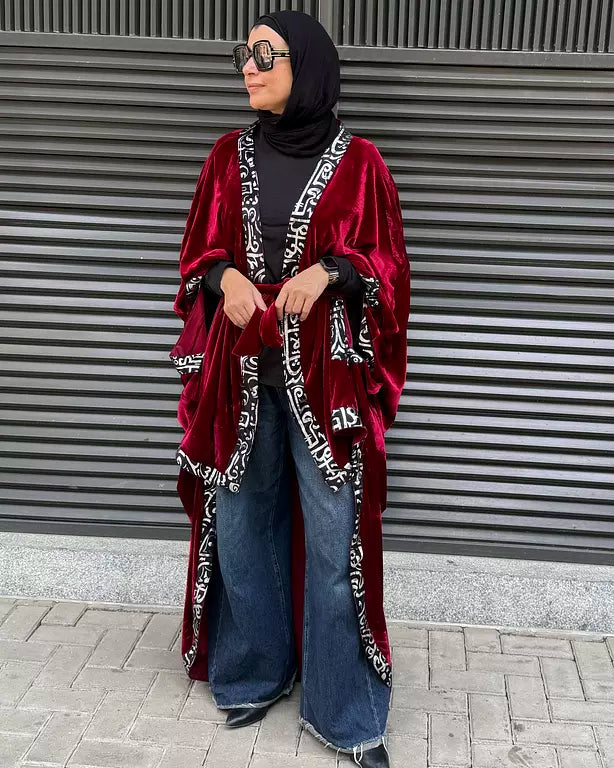 burgundy high low kaftan