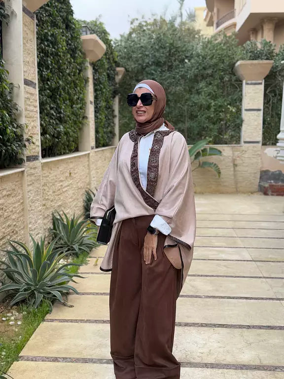 Beige suede poncho