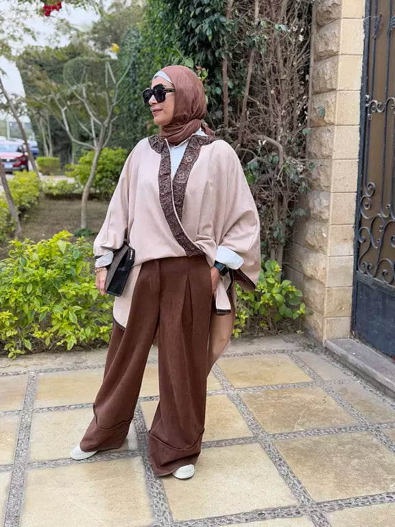 Beige suede poncho