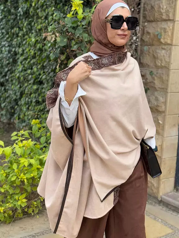 Beige suede poncho