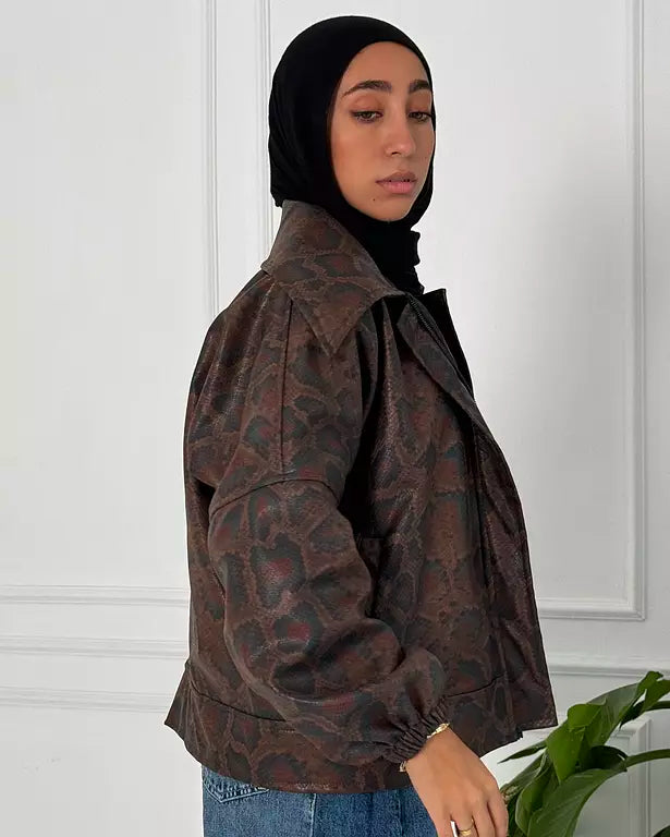 Brown snake leather jacket
