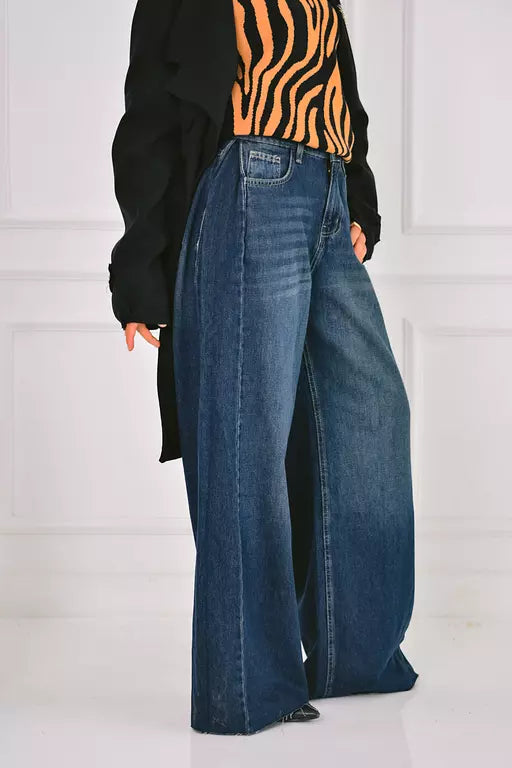 denim wide leg pants