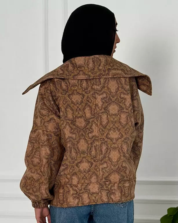Beige snake leather jacket