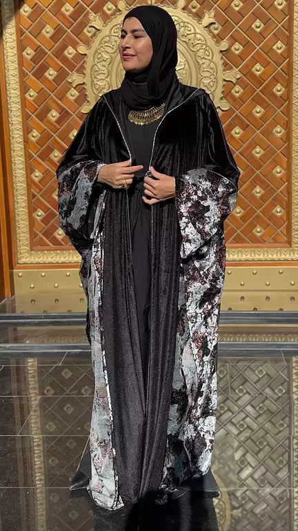 Black velvet ❌ silver flower kaftan