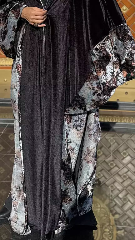 Black velvet ❌ silver flower kaftan