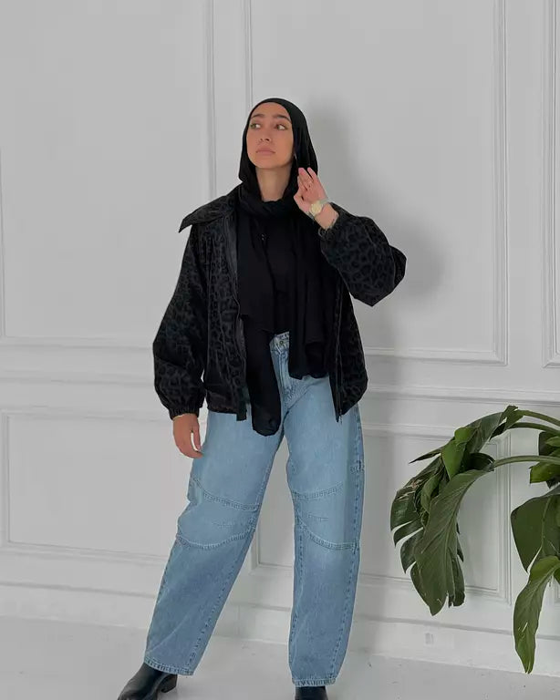 Balloon denim pants