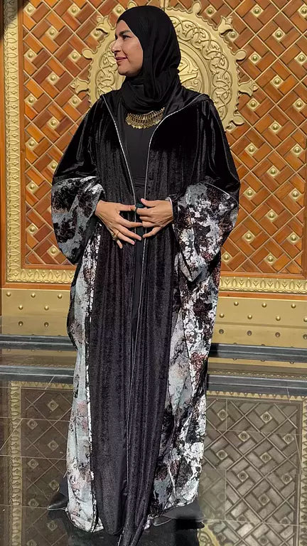 Black velvet ❌ silver flower kaftan