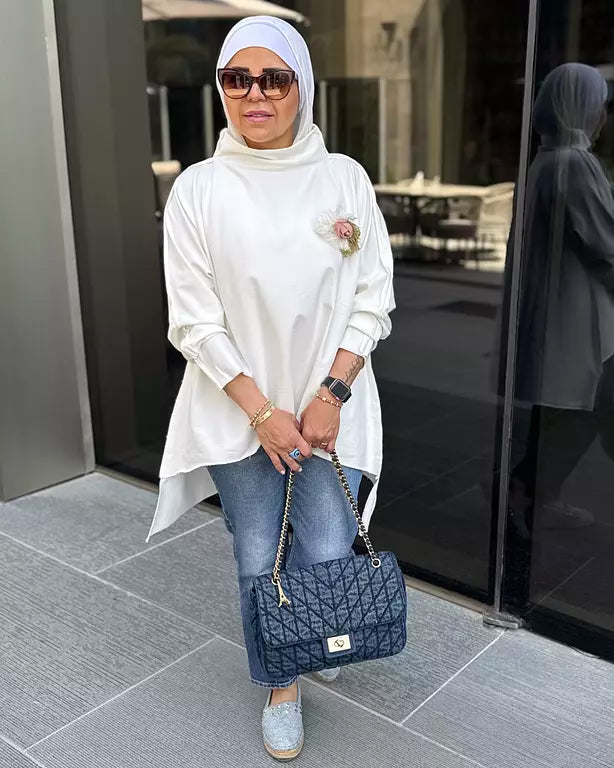 White premium melton cotton top