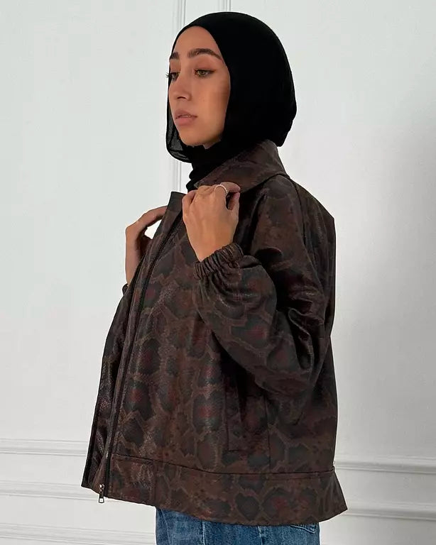 Brown snake leather jacket