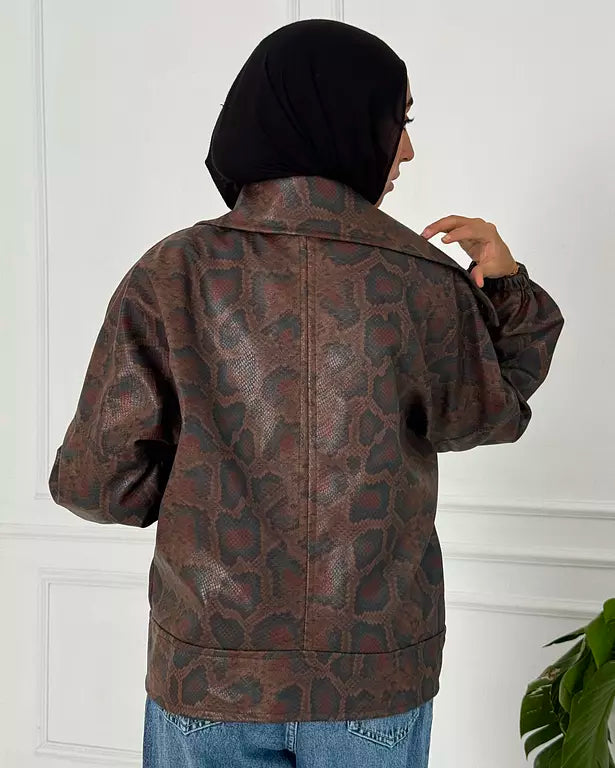 Brown snake leather jacket