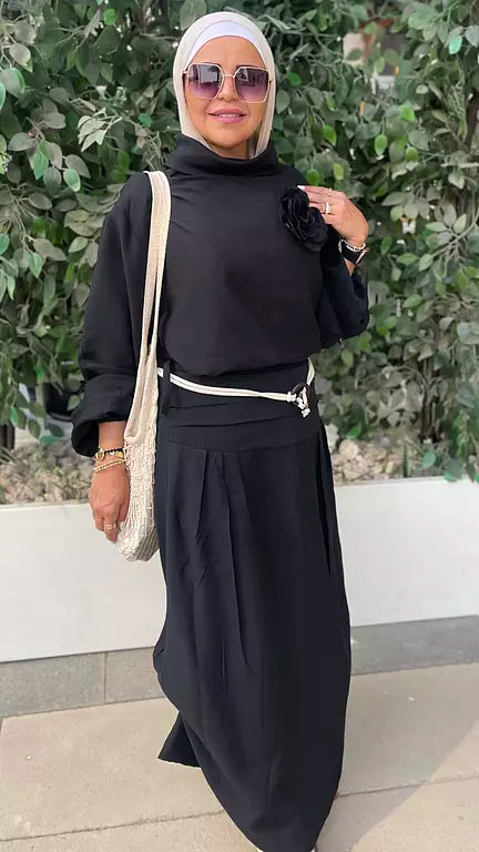 boho skirt in black