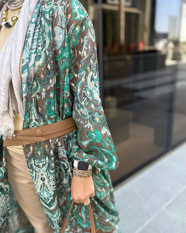 Mint forest kimono