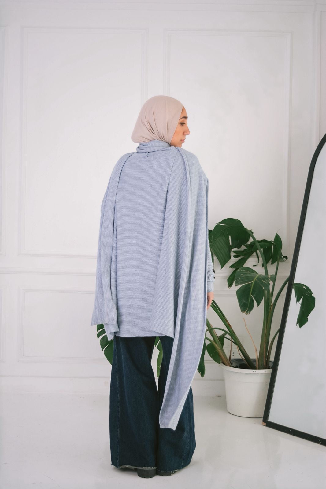 Scarf braided top in baby blue