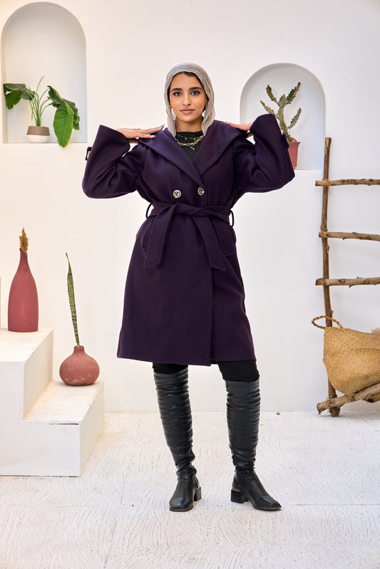 Hooded Long Wool Coat