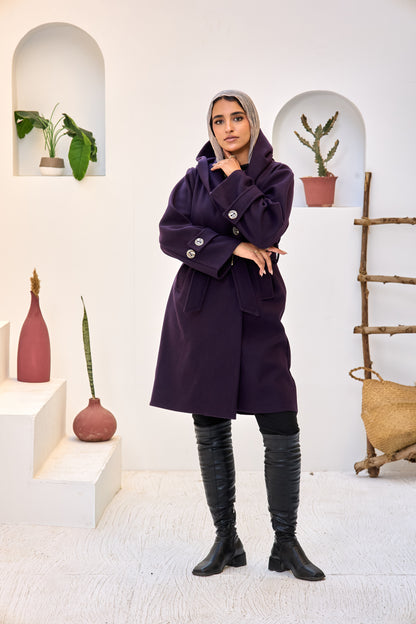 Hooded Long Wool Coat