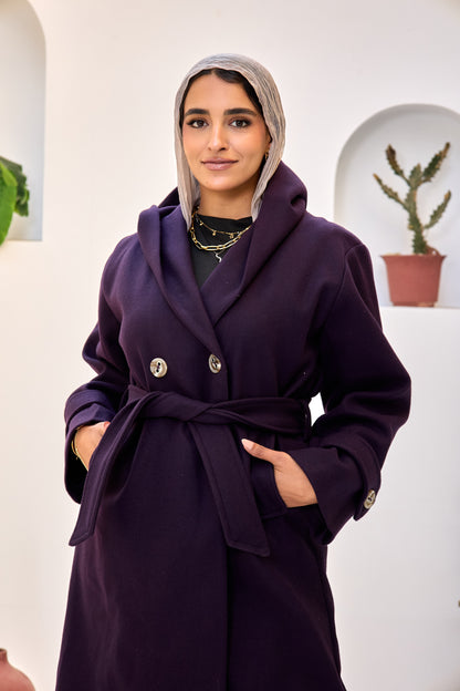 Hooded Long Wool Coat