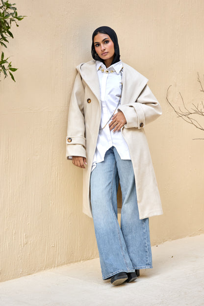 Hooded Long Wool Coat