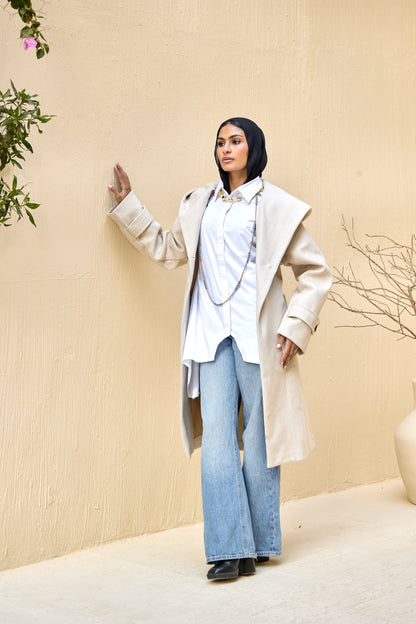 Hooded Long Wool Coat