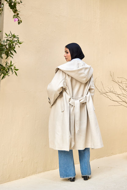 Hooded Long Wool Coat