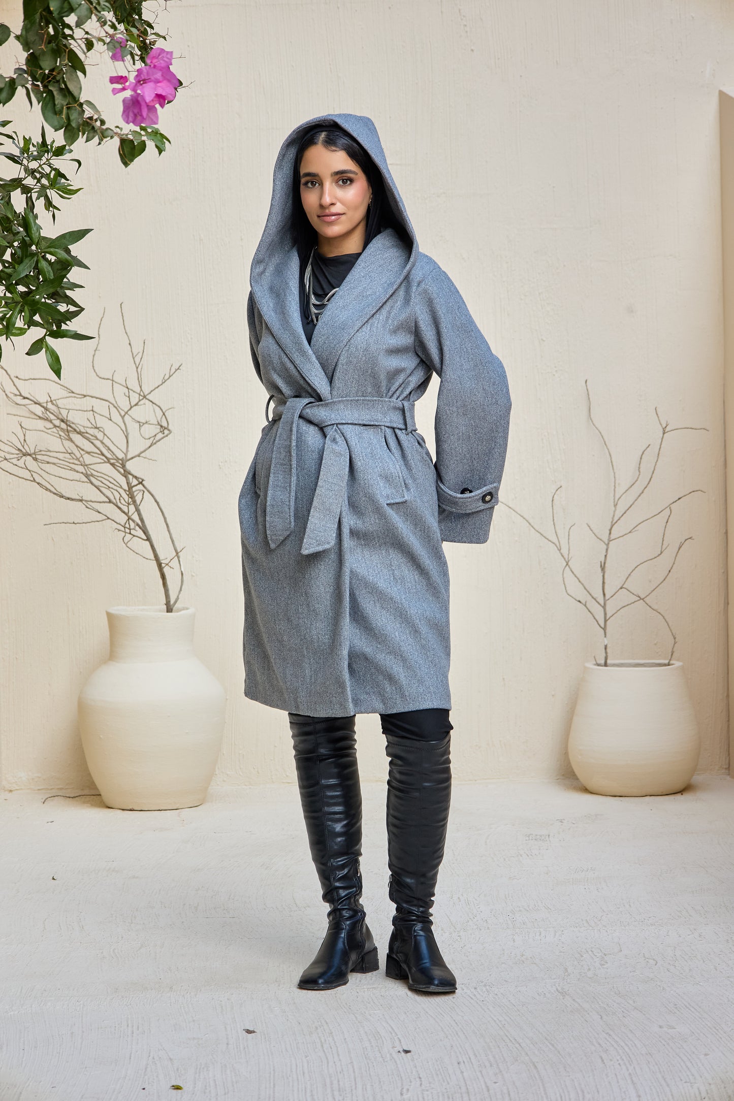 Hooded Long Wool Coat
