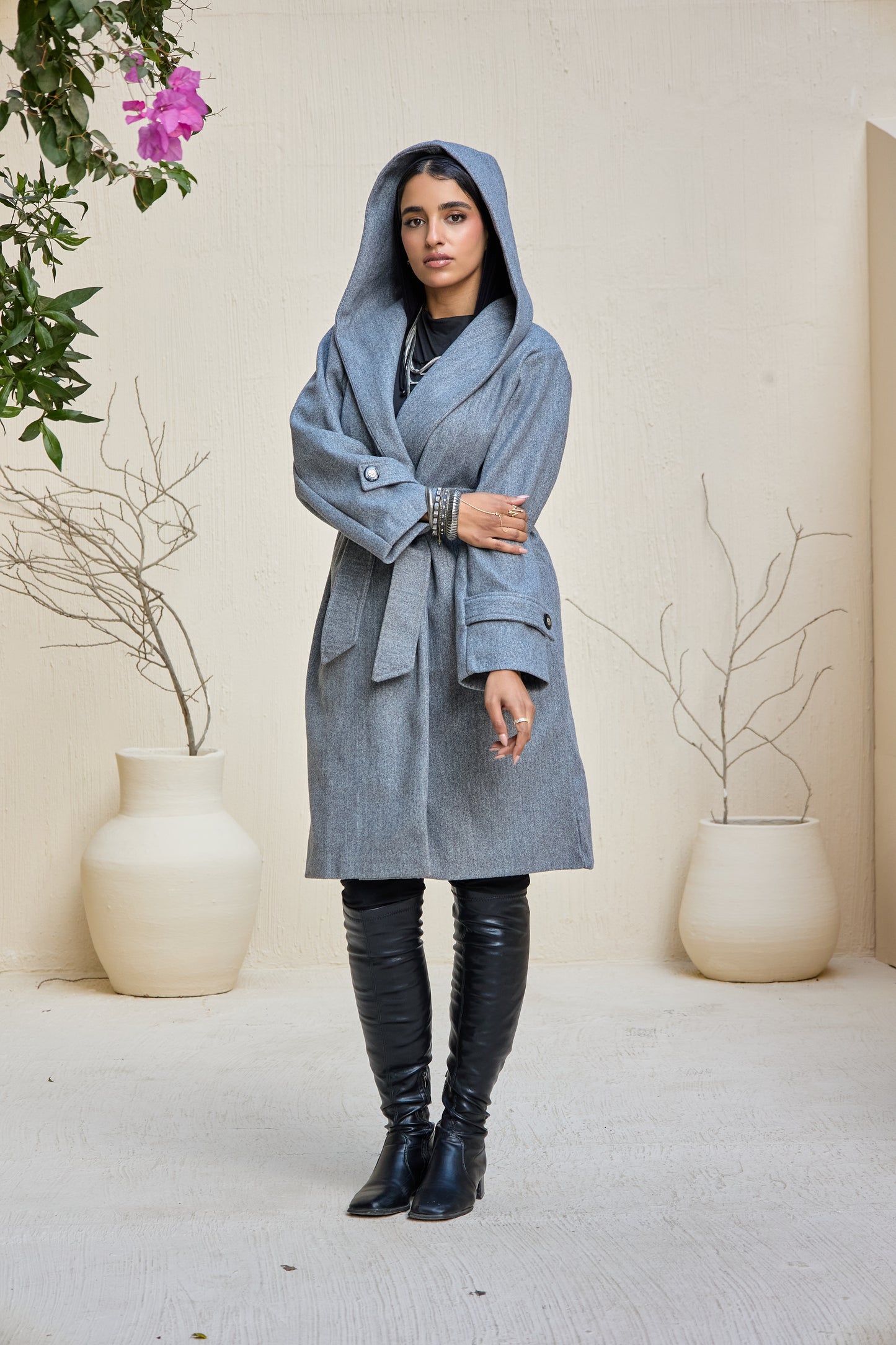 Hooded Long Wool Coat