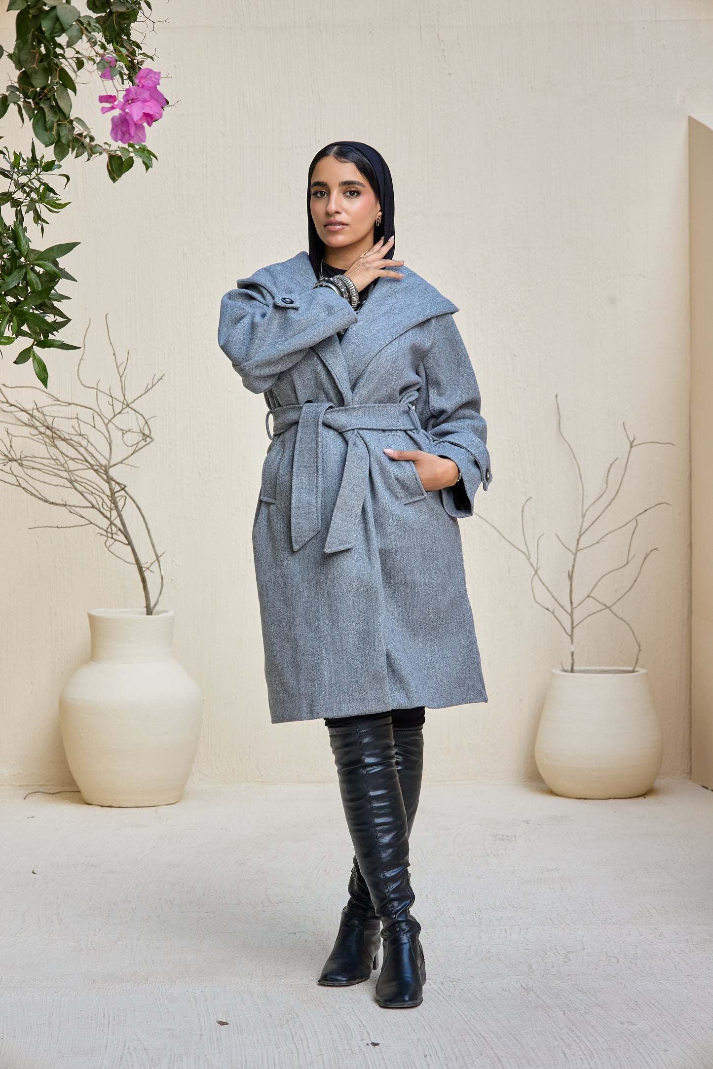 Hooded Long Wool Coat