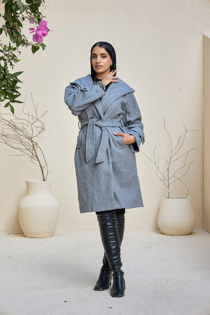 Hooded Long Wool Coat