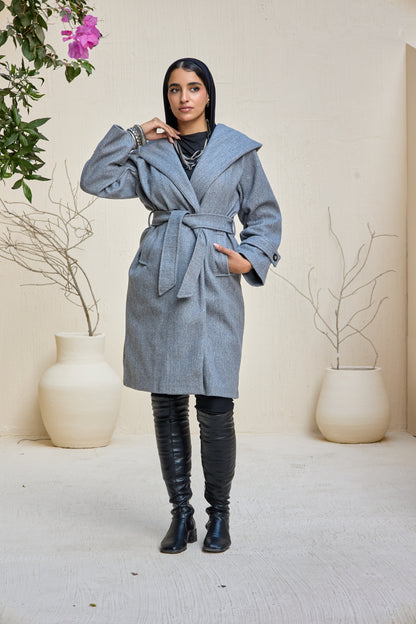 Hooded Long Wool Coat